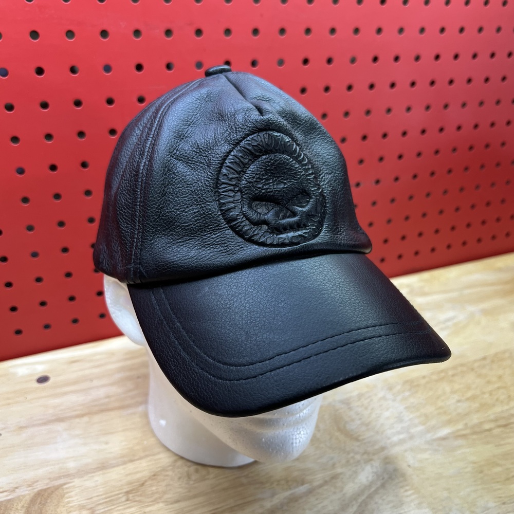 Harley-Davidson Willie G Skull Men's Black Leather Strapback Hat Baseball Cap